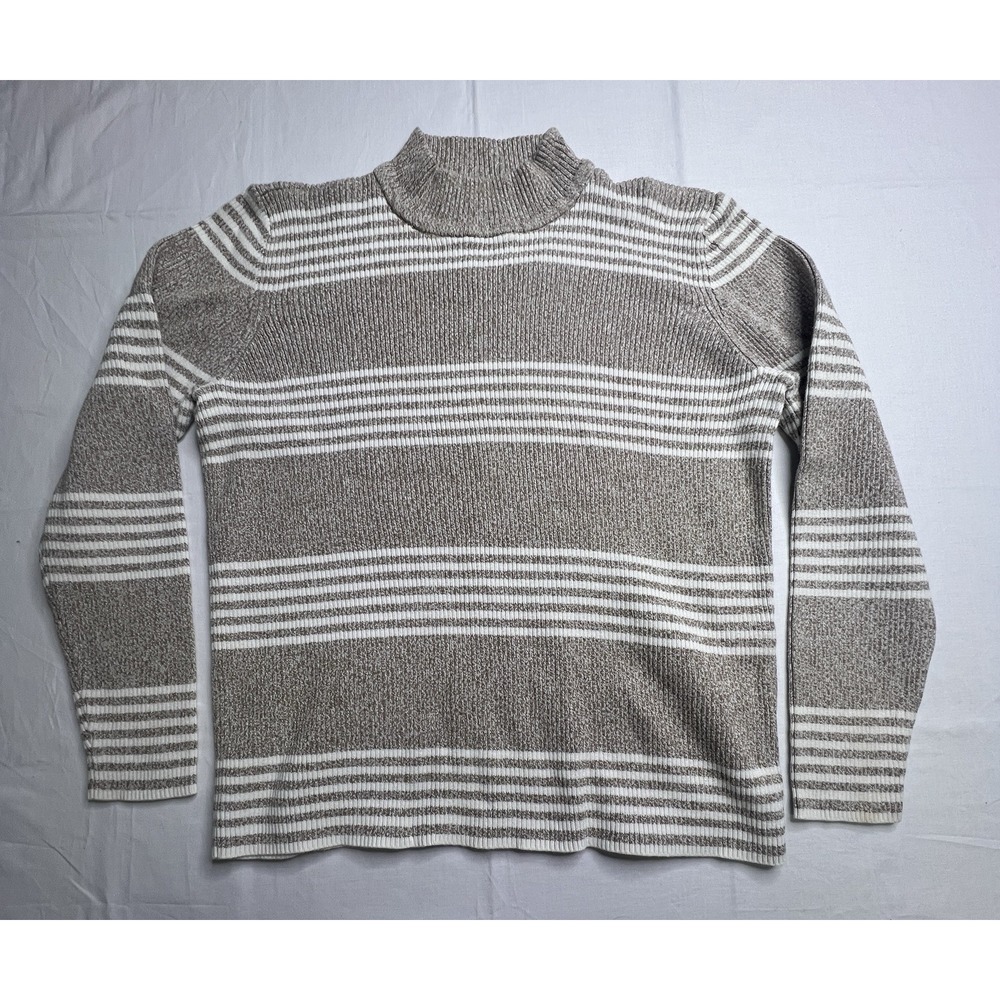 Karen Scott Turtleneck Sweater Womens Size PL Pullover Cotton Beige White